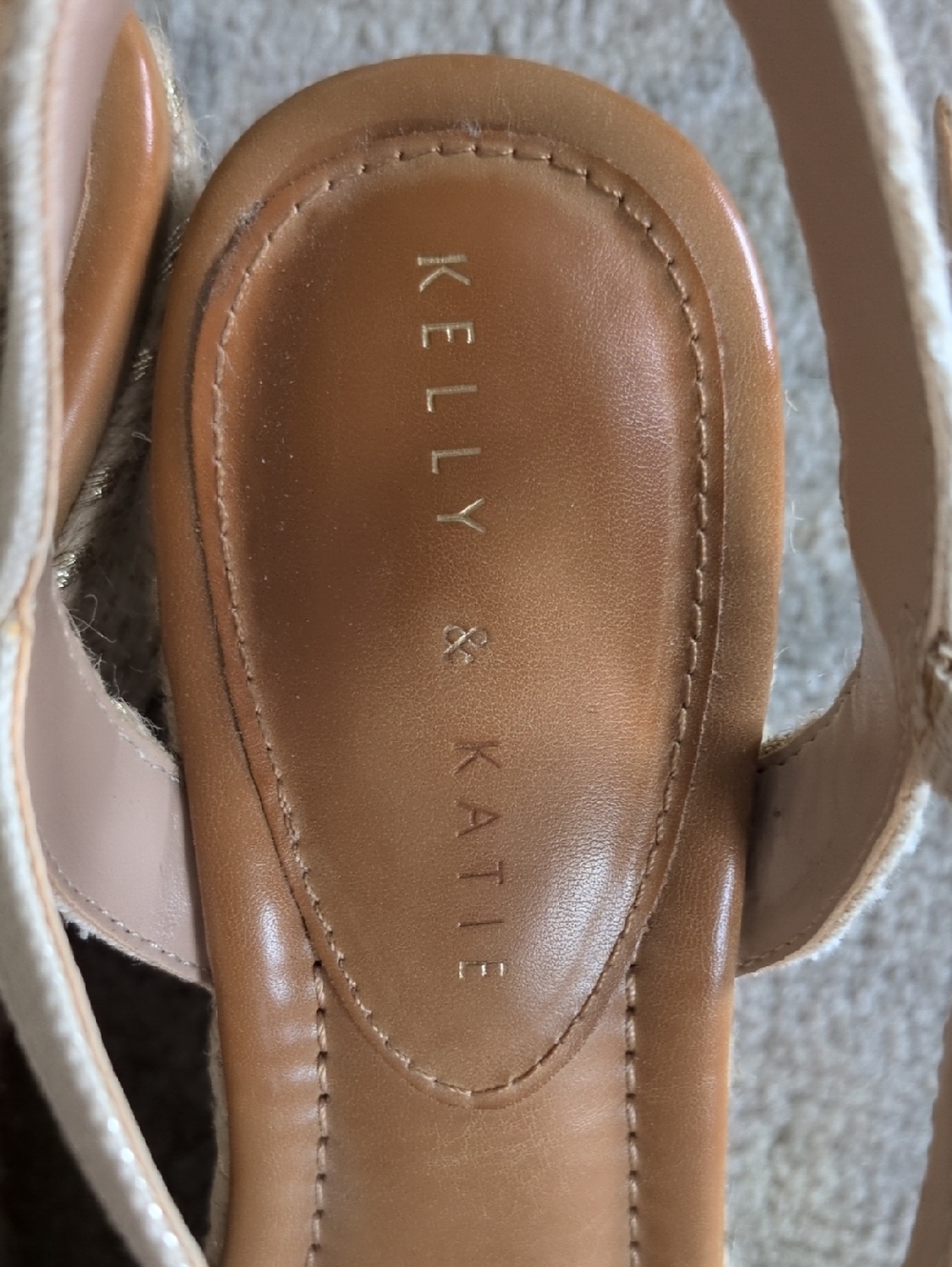 Women's Espadrille Gold Woven Wedge Sandals - Picture 10 of 10